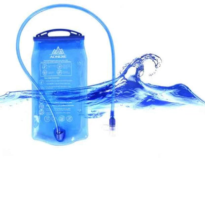 Blue 2L hydration bladder water bag from Mead's Supply & Equipment Outfitters, designed for sports and outdoor hydration needs.