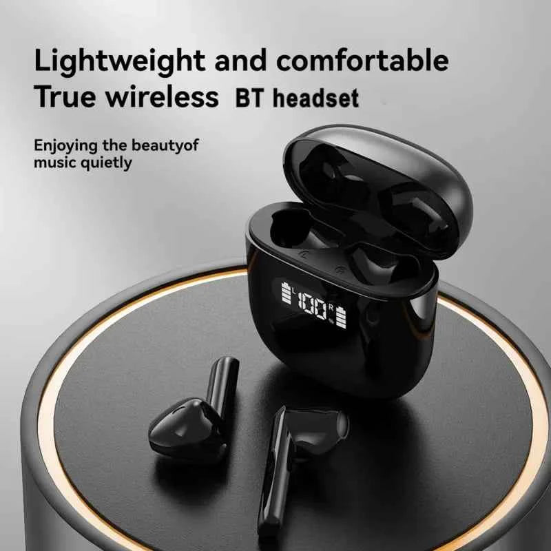 Black Lanxun Bluetooth 5.3 in-ear headphones by Mead's Supply & Equipment Outfitters, shown in a close-up view.