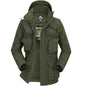 Men's tactical jacket with removable sleeves in army green by Mead's Supply & Equipment Outfitters, ideal for fall and winter.
