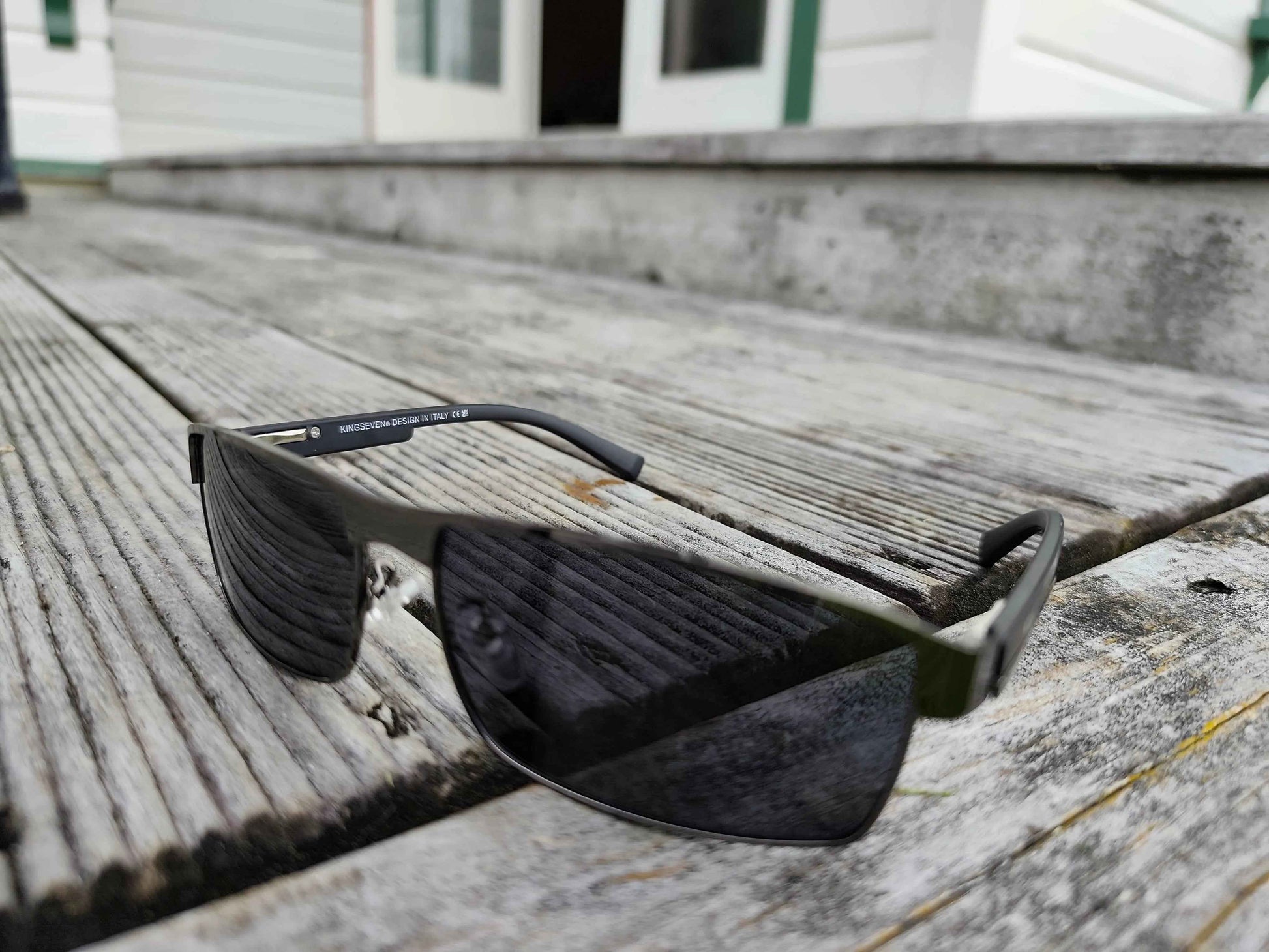 KingSeven polarized men's sunglasses with UV400 protection, semi-rimless sport aviator style, by Mead's Supply & Equipment Outfitters.