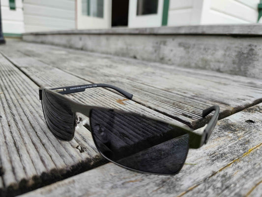 KingSeven polarized men's sunglasses with UV400 protection, semi-rimless sport aviator style, by Mead's Supply & Equipment Outfitters.