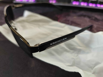 KingSeven polarized men's sunglasses with UV400 protection, semi-rimless sport aviator style, by Mead's Supply & Equipment Outfitters.