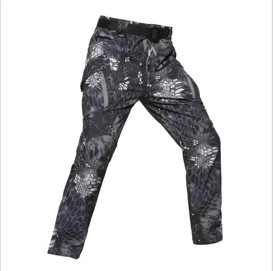 Men's tactical outdoor assault pants in shark skin soft shell, military style cargo pants from Mead's Supply & Equipment Outfitters.