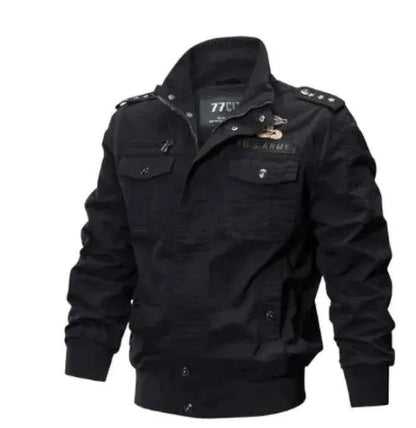 Men's Tactical Flight Army Jacket by Mead's Supply & Equipment, military bomber style with cotton construction, available in plus sizes.
