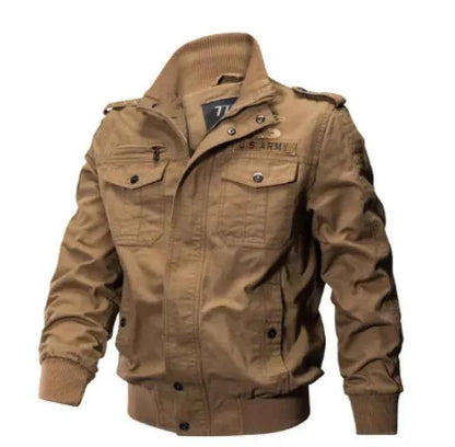 Men's Tactical Flight Army Jacket by Mead's Supply & Equipment Outfitters, military bomber style with cotton construction, plus size available.