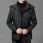 Black men's windproof and warm coat by Mead's Supply & Equipment Outfitters, in 2XL size, with thick insulated fabric.