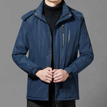 Black men's thickened windproof and warm coat by Mead's Supply & Equipment Outfitters, shown in size 2XL, with a durable winter design.