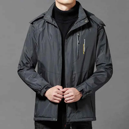 Black men's thickened windproof and warm coat by Mead's Supply & Equipment Outfitters in 2XL for cold weather protection.