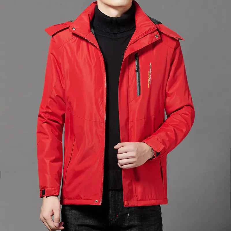 Black men's windproof and warm coat by Mead's Supply & Equipment Outfitters, thickened for winter insulation, size 2XL.