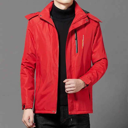 Black men's windproof and warm coat by Mead's Supply & Equipment Outfitters, thickened for winter insulation, size 2XL.