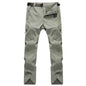 Men's black and grey quick-drying outdoor hiking pants by Mead's Supply & Equipment Outfitters, waterproof, anti-UV, breathable trekking pants.
