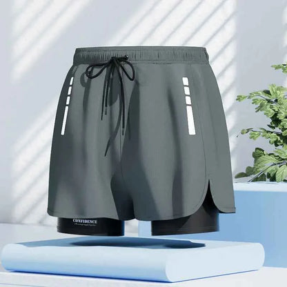 Men's black quick-dry swim trunks from Mead's Supply & Equipment Outfitters, featuring a stroke pattern, suitable for swimming and beach wear.