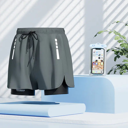 Men's quick-dry swim trunks from Mead's Supply & Equipment Outfitters in black, featuring a relaxed fit and beach-ready design.