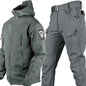 Men's camouflage jacket and pants set by Mead's Supply, softshell fleece-lined outdoor tactical shark skin military-style clothing