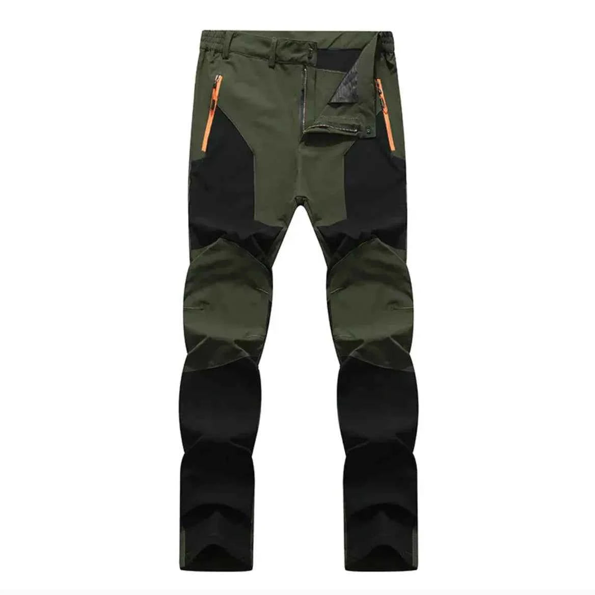 Men's dark blue stretch windproof waterproof hiking pants by Mead's Supply & Equipment Outfitters, wear-resistant outdoor trousers.
