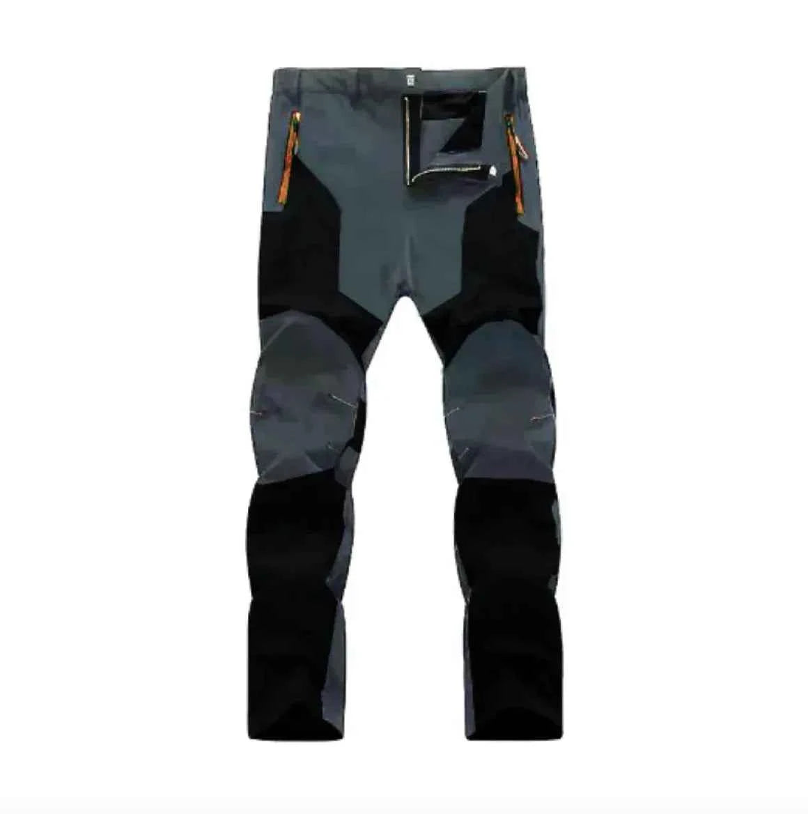 Men's dark blue stretch windproof waterproof hiking pants by Mead's Supply & Equipment Outfitters, wear-resistant outdoor trousers.