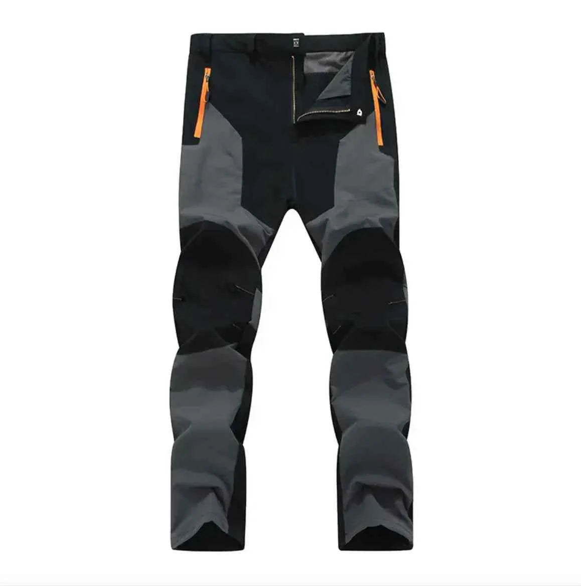 Men's dark blue stretch windproof waterproof hiking pants by Mead's Supply & Equipment Outfitters, wear-resistant outdoor trousers.
