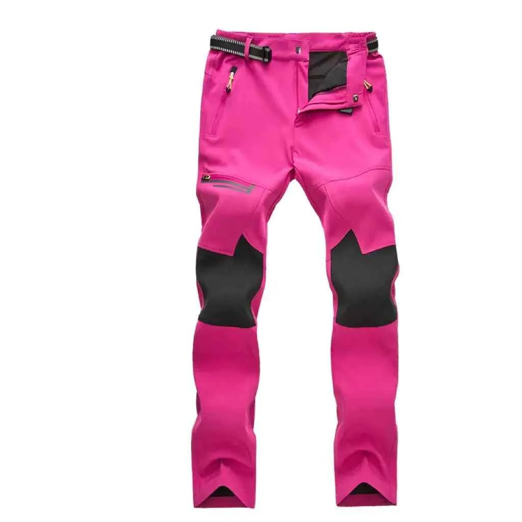 Unisex waterproof hiking pants in black made of breathable polyester, designed for outdoor adventures and couples hiking gear.