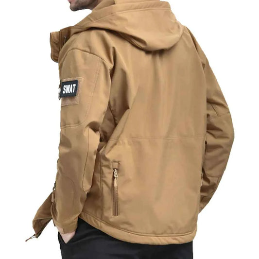 Men's Mead's Supply waterproof Shark Skin tactical softshell jacket with fleece lining, green outdoor jacket for men.