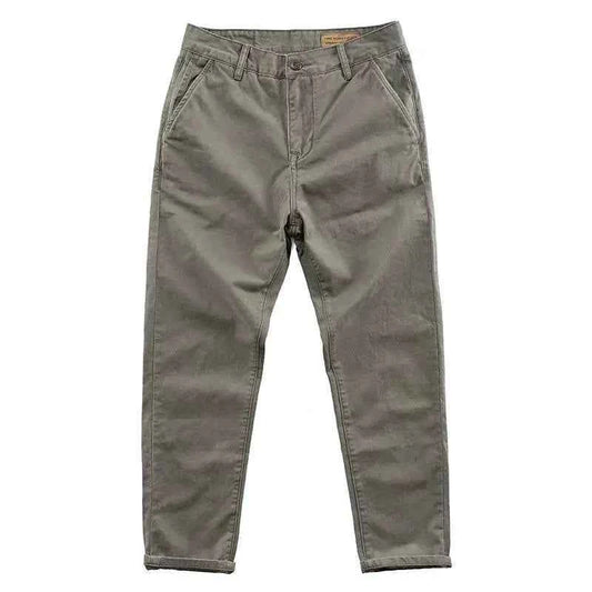 Men's casual loose fit cotton cargo pants by Mead's Supply & Equipment Outfitters, khaki, heavy-duty work pants for spring and autumn.