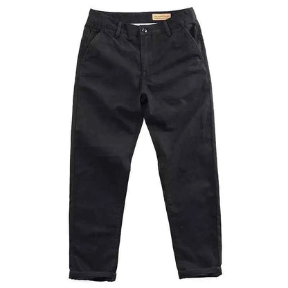 Men's casual loose fit cotton cargo pants by Mead's Supply & Equipment Outfitters, khaki, heavy-duty work pants for spring and autumn.