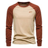 Men's Cotton Long Sleeve Color Block T-Shirt - Casual Comfort & Style