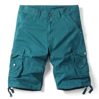 Men's camouflage multi-pocket loose work shorts from Mead's Supply & Equipment Outfitters, in lake blue with multiple pockets.