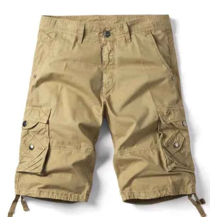Men's camouflage multi-pocket loose work shorts in lake blue, made by Mead's Supply & Equipment Outfitters, featuring multiple functional pockets.