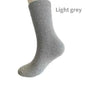 Light grey men's wool socks by Mead's Supply & Equipment, thickened plush terry, antibacterial winter socks for warmth and comfort.