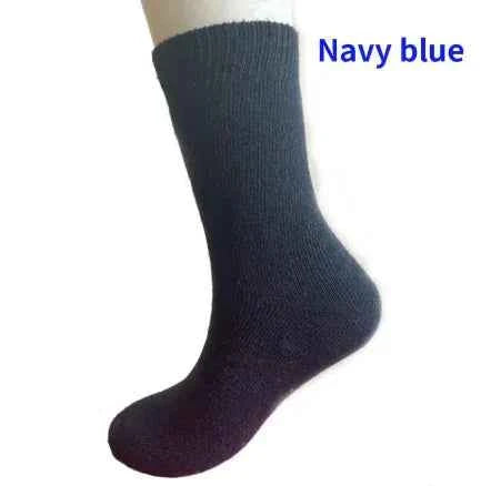 Light grey men's wool socks by Mead's Supply & Equipment, thickened plush terry interior, antibacterial winter socks for warmth and comfort.