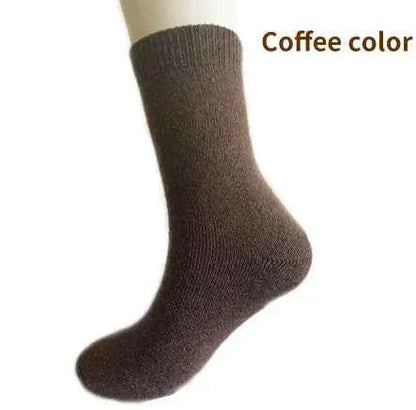 Light grey men's wool socks by Mead's Supply & Equipment Outfitters, thickened, plush, warm terry interior, antibacterial winter socks