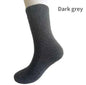 Light grey men's wool socks from Mead's Supply & Equipment, thickened plush terry interior, antibacterial winter socks, one size