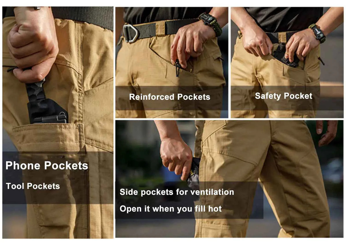 Men's green tactical cargo pants from Mead's Supply & Equipment Outfitters, suitable for spring and autumn outdoor activities.