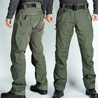 Men's green tactical cargo pants by Mead's Supply & Equipment Outfitters, outdoor combat trousers with multiple pockets.