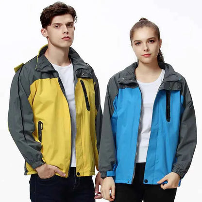 Unisex hooded winter mountain jacket by Mead's Supply & Equipment Outfitters, ideal for couples' climbing and skiing adventures.