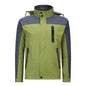 Unisex hooded winter mountain jacket by Mead's Supply & Equipment Outfitters for couples' climbing and skiing outdoor activities.