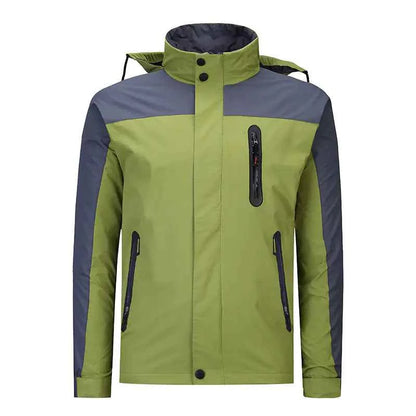 Unisex Mead's Supply winter mountain jacket with hood, ideal for climbing and skiing, designed for outdoor winter activities.