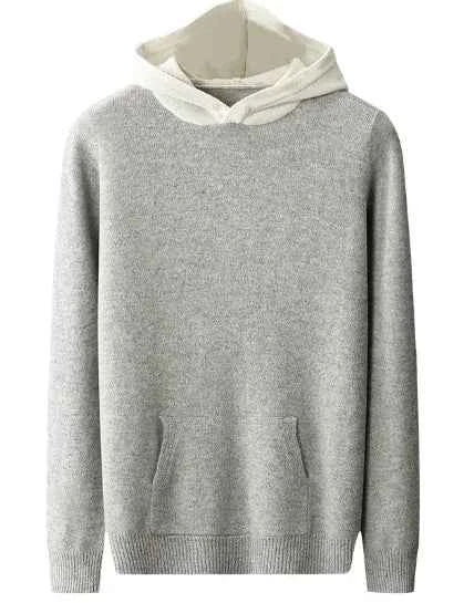 Riverstone Merino Wool men's hoodie by Mead's Supply & Equipment Outfitters, showing a comfortable, stylish gray hoodie in size XL.