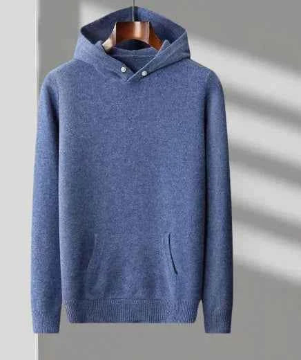 Riverstone Merino Wool men's hoodie by Mead's Supply & Equipment Outfitters, showing a comfortable, stylish gray hoodie for men.