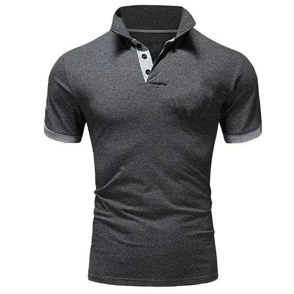 Men's casual cotton polo shirt by Mead's Supply, slim fit short sleeve design, white color, suitable for meetings and events.