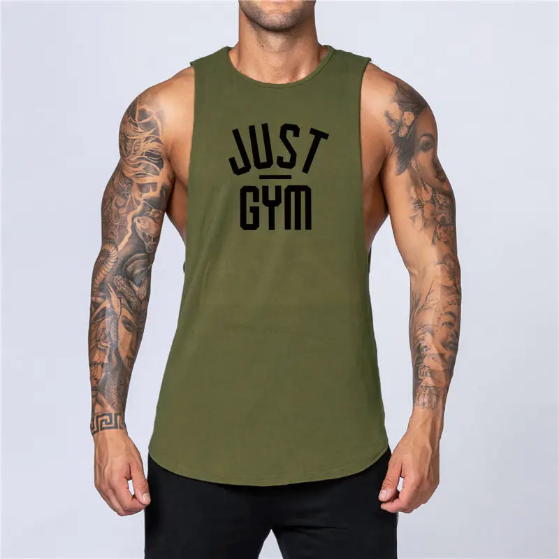 Men's loose white cotton sleeveless singlet from Mead's Supply & Equipment Outfitters, casual men's clothing for warm weather.