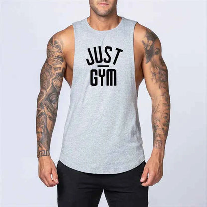 White men's loose cotton sleeveless singlet from Mead's Supply & Equipment Outfitters, casual sleeveless men's clothing.