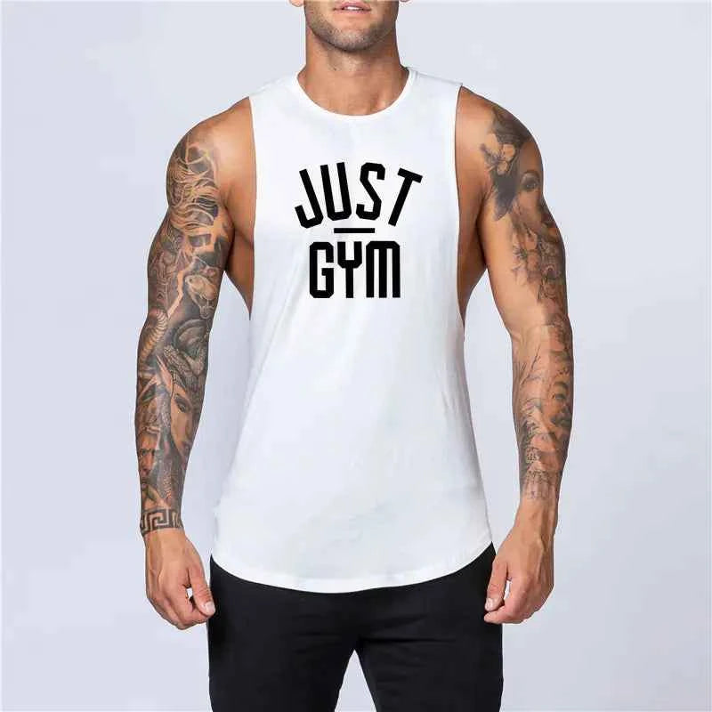 Men's loose cotton sleeveless singlet from Mead's Supply & Equipment Outfitters, white men's clothing for casual wear.