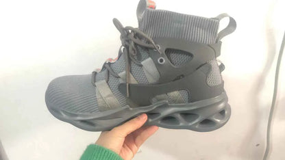 Men's high-top safety shoes with steel toe, ankle support, black leather work boots from Mead's Supply & Equipment Outfitters.