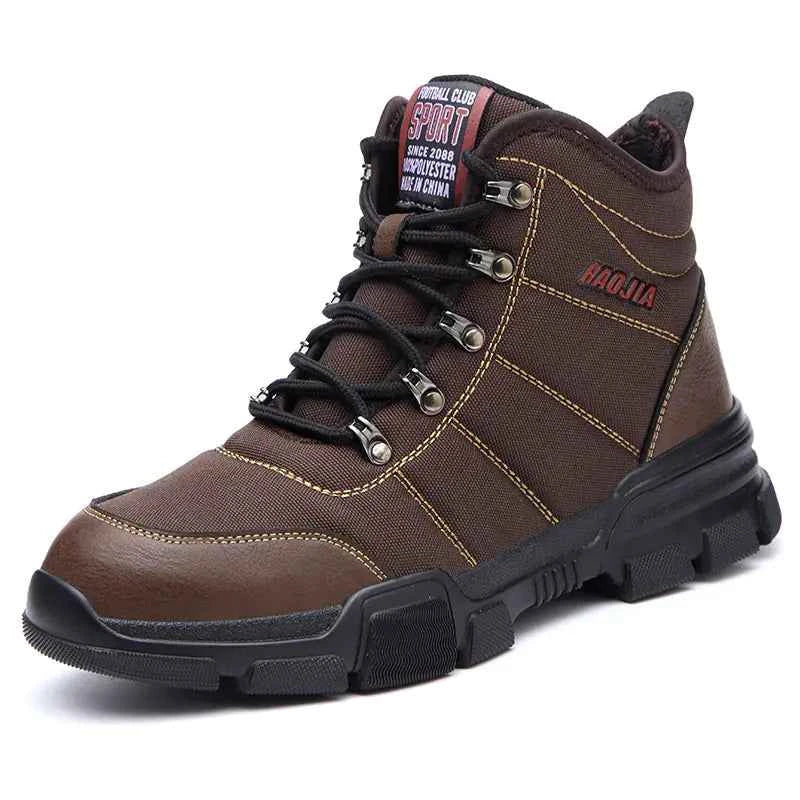 Black Mead's Supply & Equipment Outfitters men's steel toe safety shoes, protective work footwear with sturdy design.