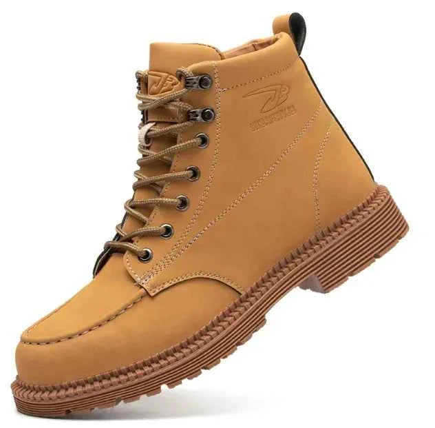 Black men's safety shoes with steel toe and anti-smash, puncture-resistant work footwear from Mead's Supply & Equipment Outfitters.