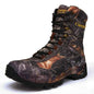 Men's off-road hiking boots by Mead's Supply & Equipment Outfitters in black camouflage, durable outdoor tactical footwear for rugged terrain.