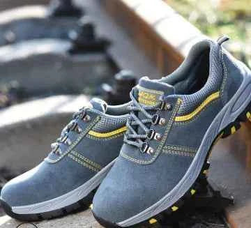 Men's lightweight breathable steel toe safety work shoes in blue, protective footwear by Mead's Supply & Equipment Outfitters.