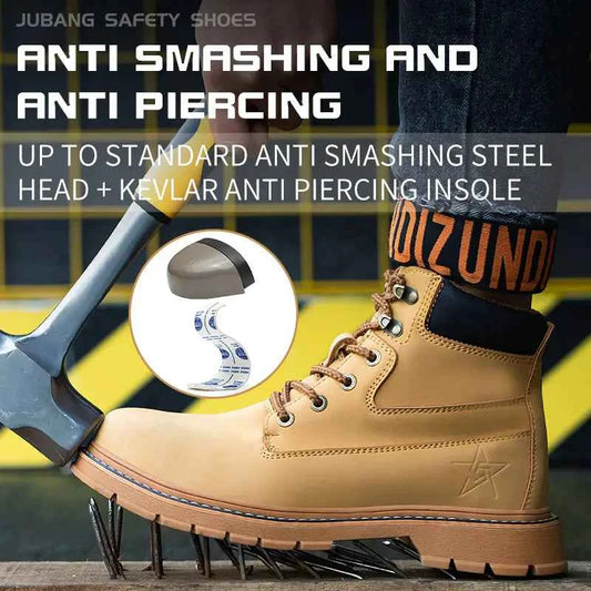 Men's waterproof steel-toe winter plush safety boots in blue, durable men's footwear from Mead's Supply & Equipment Outfitters