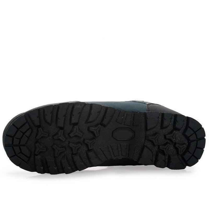 Men's waterproof hiking shoes by Mead's Supply & Equipment Outfitters in blue, lightweight trail footwear with durable rubber soles.